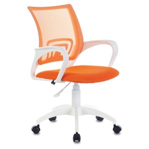 Кресло офисное Brabix Fly MG-396W (с подлокотниками, пластик белый, сетка, оранжевое) в Петрозаводске