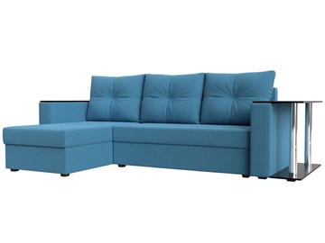 Угловой диван с оттоманкой Атланта Лайт, Амур голубой (микровельвет) в Петрозаводске