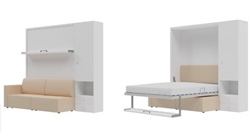 Подъемная кровать Кровать-трансформер Smart (КД 1400+ШП), шкаф правый, левый подлокотник в Петрозаводске