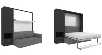 Шкаф-кровать Кровать-трансформер Smart (ШЛ+КД 1400), шкаф левый, правый подлокотник в Петрозаводске