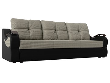 Прямой диван Меркурий еврокнижка, Корфу 02 (рогожка)/черный (экокожа) в Петрозаводске