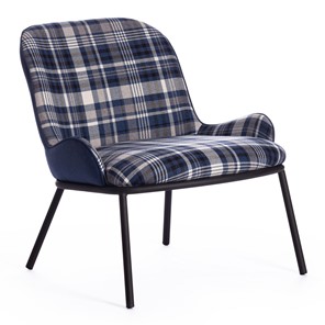 Кресло DUKEN (mod. 0179322) металл/ткань, 79х59х66 см, синий/синяя шотландка/черный в Петрозаводске
