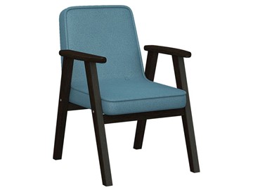 Кресло мягкое Ретро ткань голубой, каркас венге в Петрозаводске