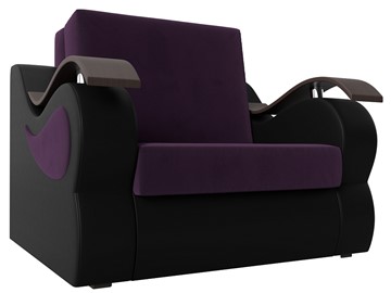 Кресло раскладное Меркурий (60), Фиолетовый\Черный (Велюр\Экокожа) в Петрозаводске