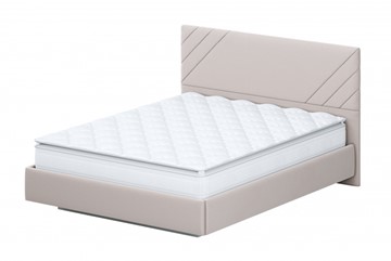 Спальная кровать №2 (универсальная 1,6х2,0) серия №2, белый/бежевый ткань/лайн бежевый ткань в Петрозаводске