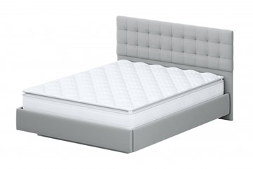 Кровать в спальню №2 (универсальная 1,6х2,0) серия №2, белый/серый ткань/квадро серый ткань в Петрозаводске