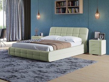Двуспальная кровать Corso-6 140x200, Экокожа (Зеленое яблоко) в Петрозаводске