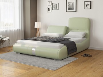 Кровать двуспальная Лукка 140х200, Экокожа (Зеленое яблоко) в Петрозаводске