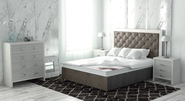 Спальная кровать Сарма Манхэттен 160х200 (с основанием), высота спинки - 140 см в Петрозаводске