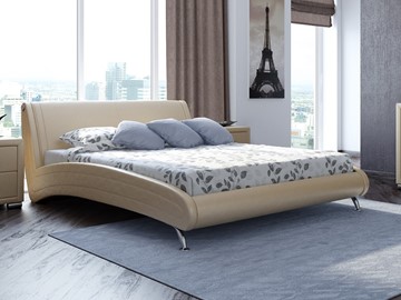 Спальная кровать Corso-2 180х200, Экокожа (Бежевый перламутр) в Петрозаводске