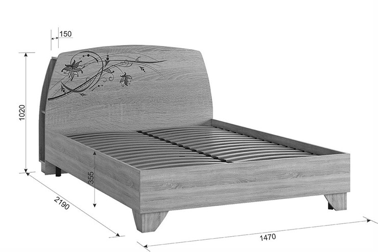Кровать полуторная Виктория-1 1.4, Дуб сонома в Петрозаводске - изображение 4
