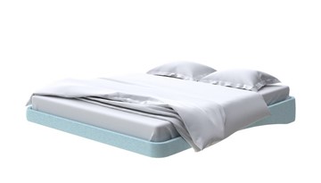 Кровать двуспальная парящая 160х200, Велюр (Scandi Cotton 20 Голубой Лед) в Петрозаводске