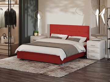 Двуспальная кровать Neo 160х200, Велюр (Forest 13 Красный) в Петрозаводске