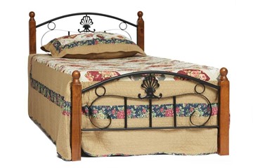 Кровать 1-спальная РУМБА (AT-203)/ RUMBA  дерево гевея/металл, 90*200 см (Single bed), красный дуб/черный в Петрозаводске