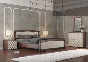 Спальная кровать СВ-Стиль Магнат 160*200 с основанием, мягкие спинки в Петрозаводске