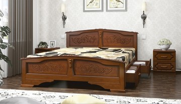 Кровать с выкатными ящиками Елена (Орех) 140х200 в Петрозаводске