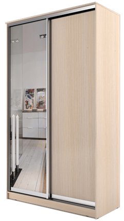 Шкаф 2-х дверный 2300х1200х620 с одним зеркалом ХИТ 23-12-15 Дуб Млечный в Петрозаводске - изображение