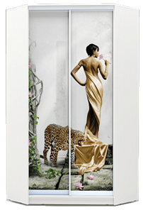 Шкаф 2300х1103, ХИТ У-23-4-77-03, Девушка с леопардом, белая в Петрозаводске