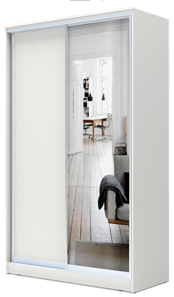 Шкаф 2-х дверный 2400х1682х620 с одним зеркалом ХИТ 24-17-15 Белая шагрень в Петрозаводске - изображение