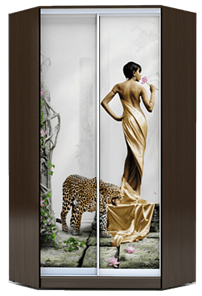 Угловой шкаф 2400х1103, ХИТ У-24-4-77-03, Девушка с леопардом, венге в Петрозаводске