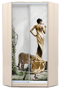 Угловой шкаф 2300х1103, ХИТ У-23-4-77-03, Девушка с леопардом, дуб млечный в Петрозаводске