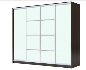 Шкаф 4-х дверный ХИТ 23-24/2-8888, с матовым стеклом, разделительные планки х2, Венге в Петрозаводске