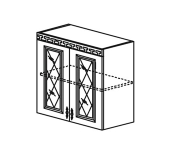 Шкаф на кухню Веста настенный двухдверный с полкой со вставкой из стекла 718*800*323мм в Петрозаводске