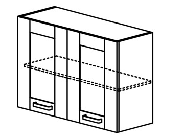 Кухонный шкаф Квадро настенный двухдверный с полкой со вставкой из стекла 718*600*320мм в Петрозаводске
