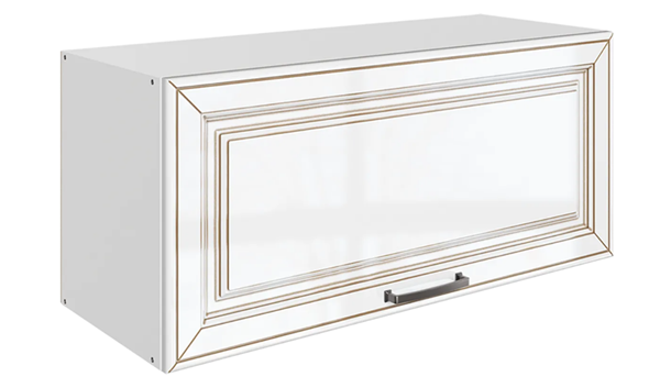 Кухонный шкаф Атланта L800 Н360 (1 дв. гл.) эмаль (белый/белый глянец патина золото) в Петрозаводске - изображение