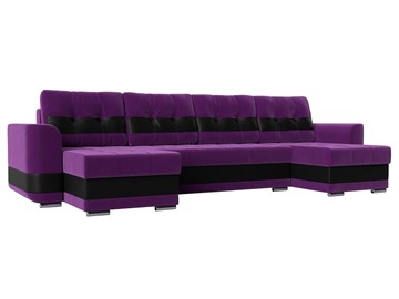 П-образный диван Честер, Фиолетовый/черный (вельвет/экокожа) в Петрозаводске