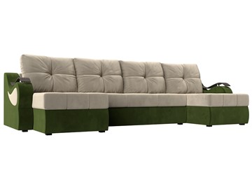 П-образный диван Меркурий П, Бежевый/зеленый (вельвет) в Петрозаводске
