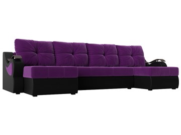 П-образный диван Меркурий П, Фиолетовый/черный (вельвет/экокожа) в Петрозаводске