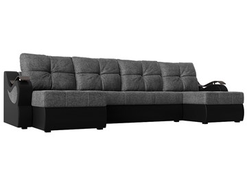П-образный диван Меркурий П, Серый/черный (рогожка/экокожа) в Петрозаводске