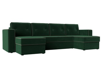 П-образный диван Принстон, Зеленый\Коричневый (Велюр) боннель в Петрозаводске