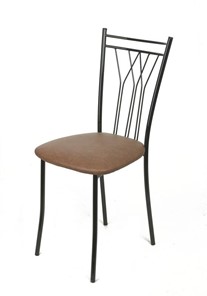 Кухонный стул Премьер СРП-097 Эмаль черная, экотекс коричневый в Петрозаводске - предосмотр