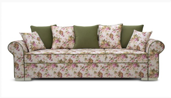 Прямой диван Ameli (Arcadia rose+shaggy green+glance bone) в Петрозаводске - изображение