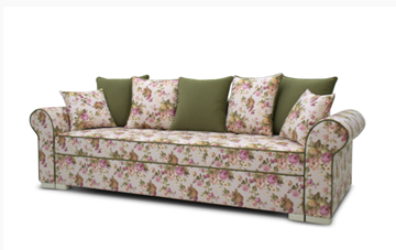 Прямой диван Ameli (Arcadia rose+shaggy green+glance bone) в Петрозаводске - предосмотр 1