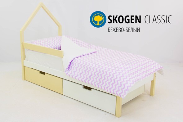 Детская кровать-домик мини Skogen бежево-белый в Петрозаводске - изображение