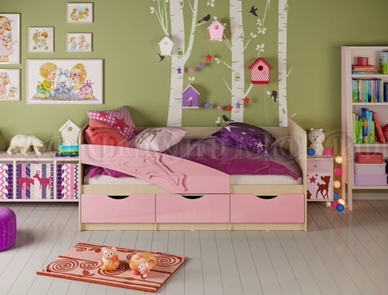 Кровать в детскую Дельфин, Розовый глянец 80х180 в Петрозаводске - изображение