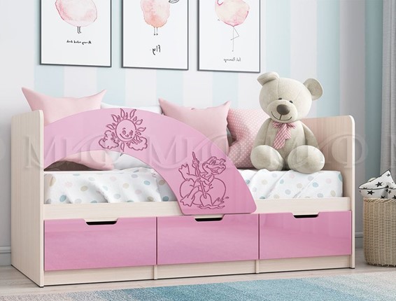 Детская кровать с бортиками Юниор-3, Розовый металлик в Петрозаводске - изображение