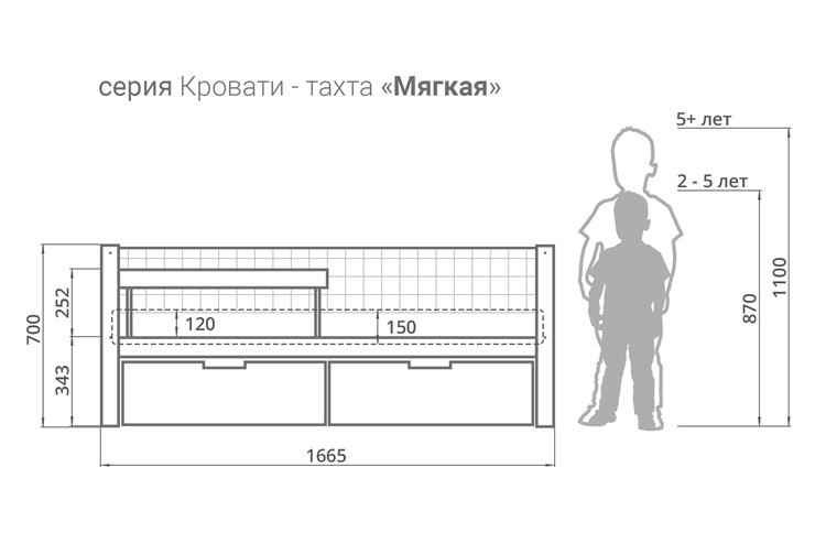 Кровать-тахта в детскую мягкая Skogen бело-мятная в Петрозаводске - изображение 1