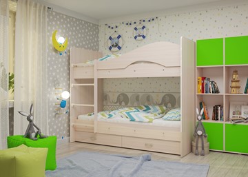 Детская двухэтажная кровать Мая на щитах, цвет Млечный дуб в Петрозаводске - предосмотр 2