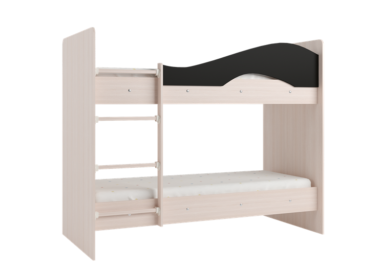 Двухэтажная кровать Мая на щитах со шкафом и ящиками, корпус Млечный дуб, фасад Венге в Петрозаводске - изображение 2