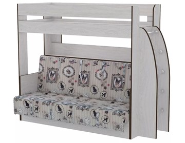 Детская 2-х ярусная кровать Омега-17 с диваном (Ясень анкор) в Петрозаводске - предосмотр