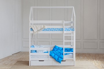 Двухэтажная детская кровать Домик с ящиками, цвет белый в Петрозаводске - предосмотр