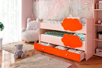 Детская 2-х ярусная кровать Соник 1.6 с ящиком, Оранжевый в Петрозаводске - предосмотр