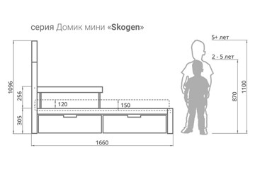 Кровать-домик мини Skogen дерево-графит в Петрозаводске - предосмотр 2