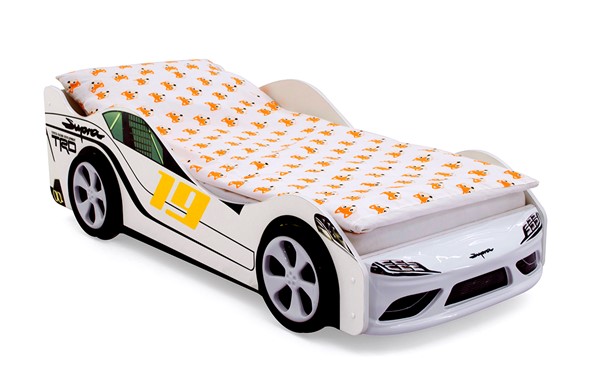 Кровать-машина в детскую Супра белая в Петрозаводске - изображение