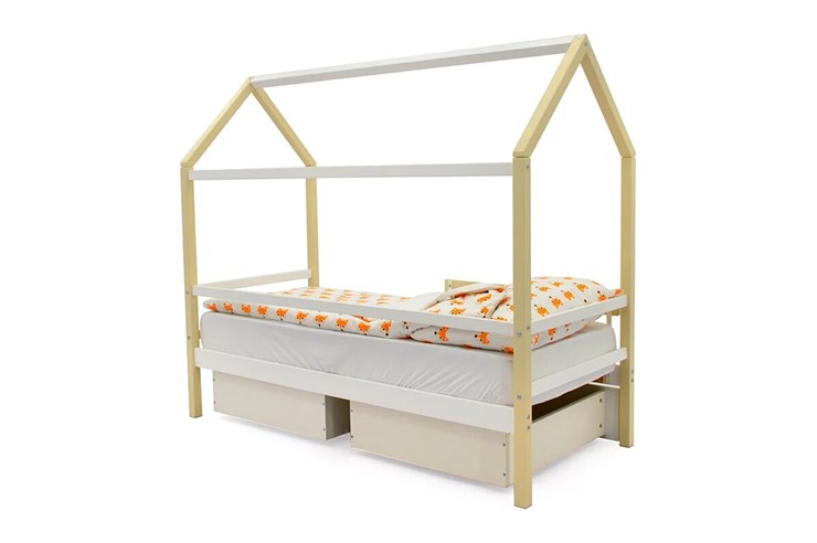 Кровать-домик в детскую Svogen бежево-белый в Петрозаводске - изображение 4