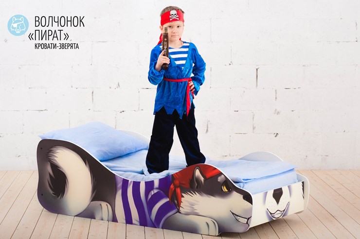 Детская кровать-зверёнок Волчонок-Пират в Петрозаводске - изображение 1
